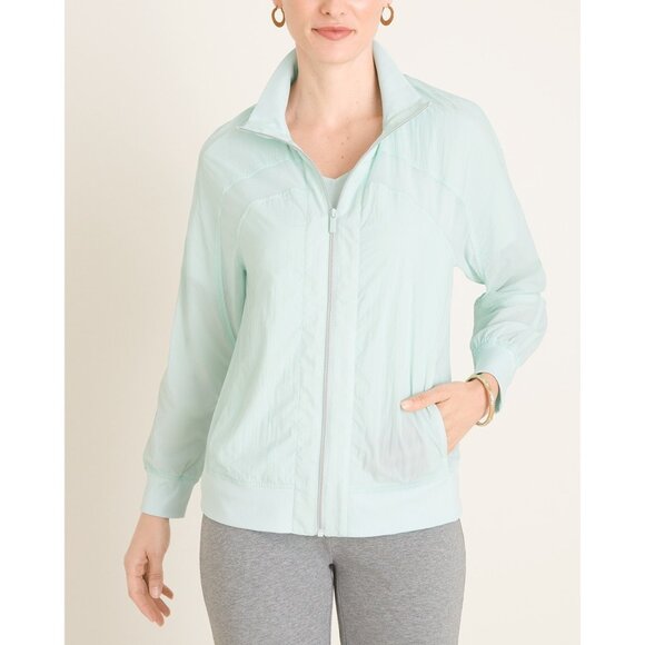 Chico's Zenergy Women's Mint Aqua Blue Lightweight Nylon Warmup Jacket Size M - Picture 6 of 13